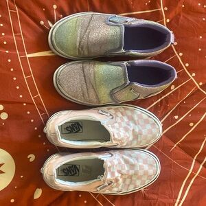 2 pairs of girls Vans. Size 1 and 1.5.